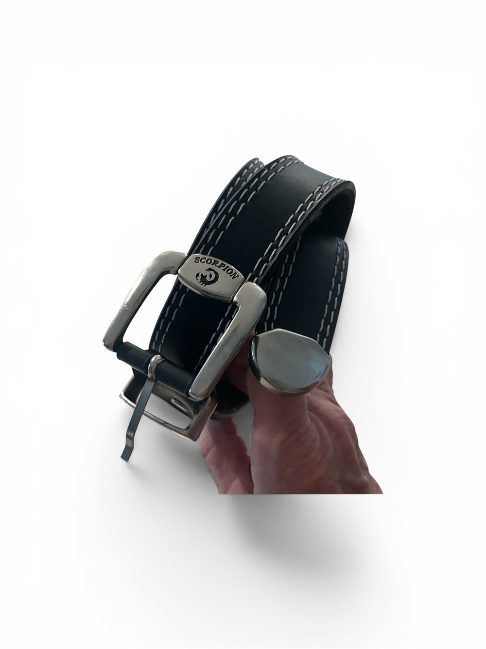 VERO CUOIO El Sombrero Black Leather Belt Scorpio Silver Buckle Tip Astrology L